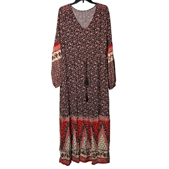 City Chic Floral Long Sleeve Maxi Dress Size 16 Boho Tiered Whimsical Flowy Date - Picture 1 of 10